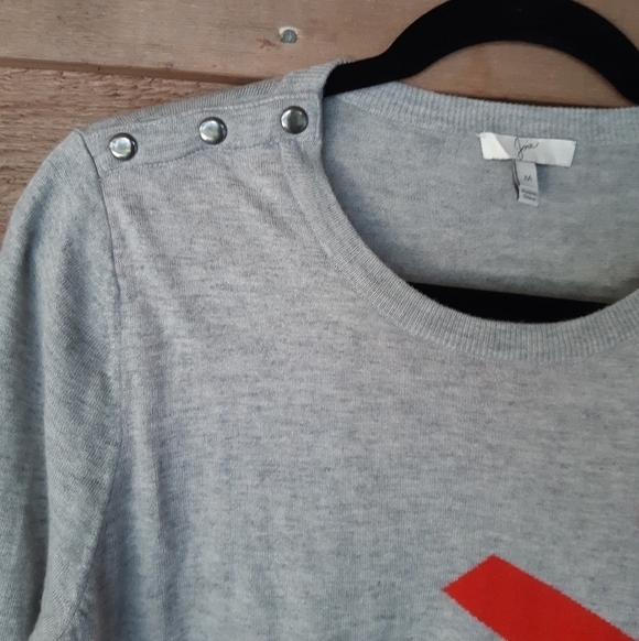Joie Gray Cashmere Blend Sweater with Red Anchor Size Medium - Picture 3 of 3